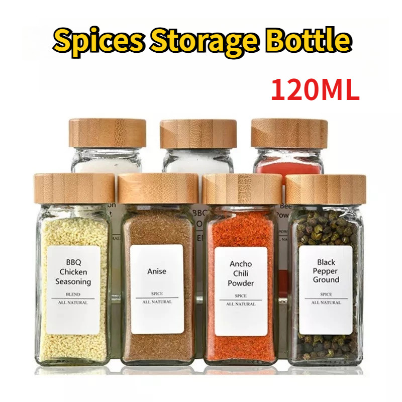 120ml 4oz Square Containers Herbs Spices and Seasonings Seasoning Glass ...