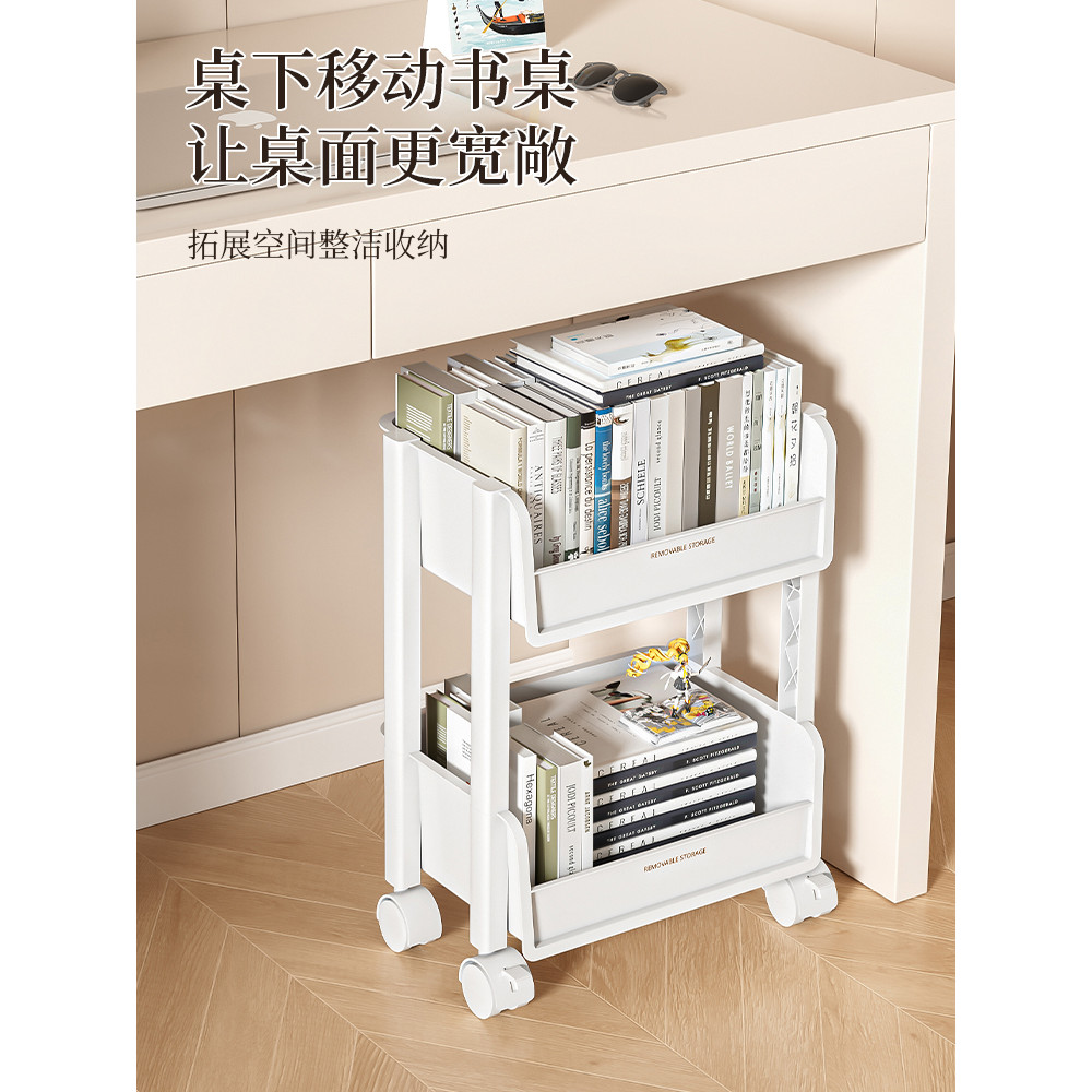 Under-Desk Bookshelf Storage Rack Movable Student Backpack Book Office ...