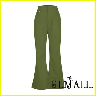Retro Solid Color Mens Mid Rise Pants With Bell Bottom Casual