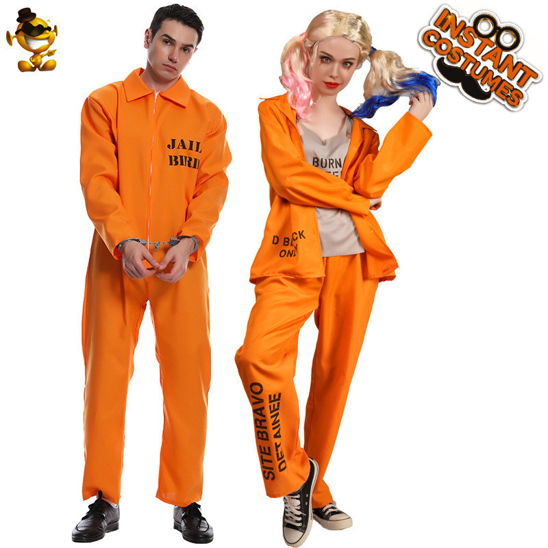 Halloween Couple Style Orange Prisoner cosplay Party Costume Jumpsuit