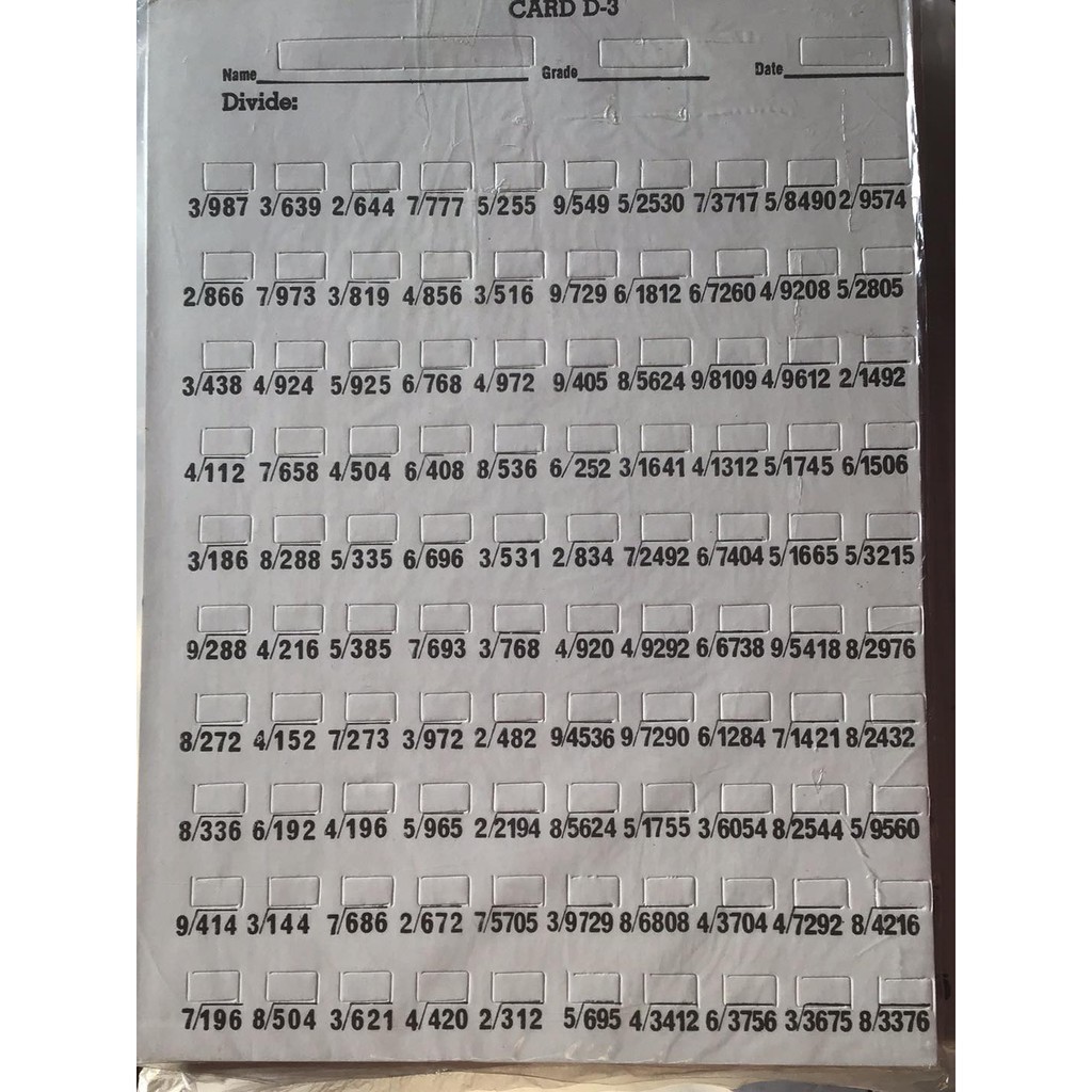 Window Drill Cards A2 S2 M2 D2 A3 S3 M3 D3 ( 50 pcs. per pack ...