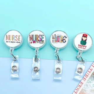 Eaasty 10 Pack Funny Nurse Badge Reels Retractable Nursing ID Clip