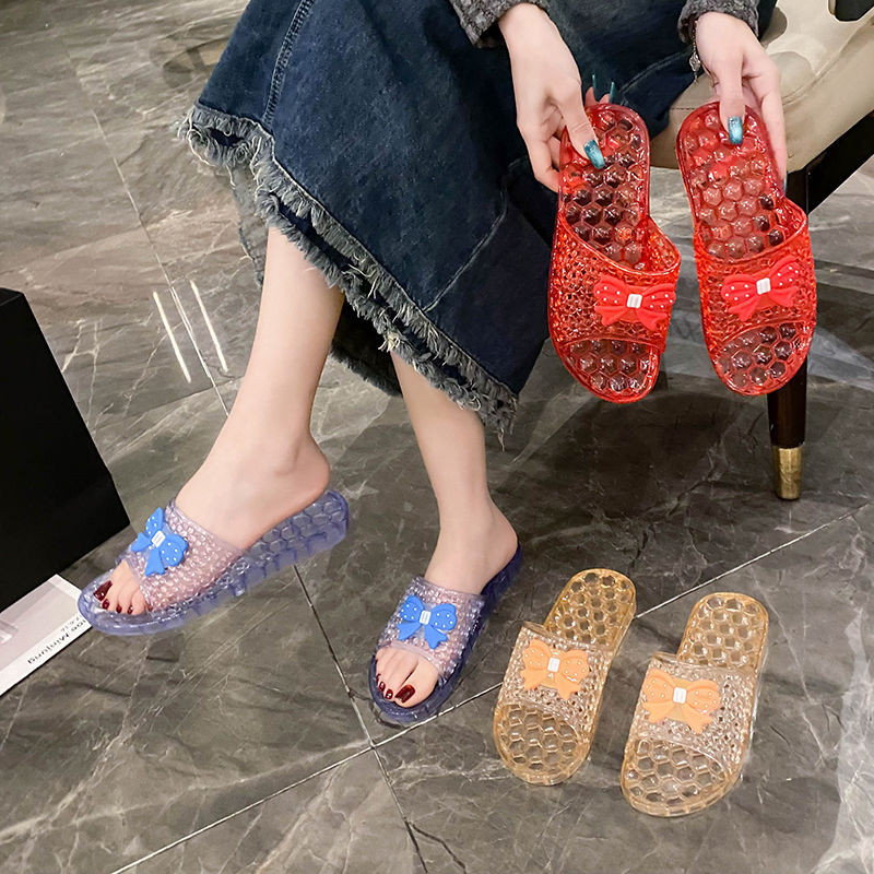 Home Anti-slip Jelly Transparent Slippers Women Crystal Shoes Hollow ...