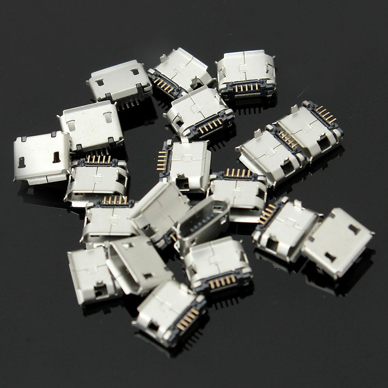 20pcs Micro USB Type B Female 5 Pin SMT Placement SMD DIP Socket ...