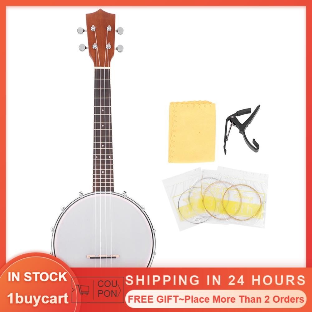 1buycart Banjo 4 String Set Case Strings Tuner Banjos 4String with