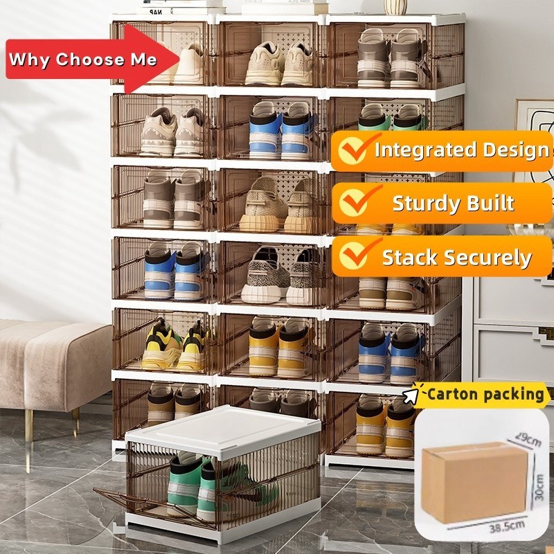 3/6/9Layers Foldable Shoe Rack Cabinet clear Storage Organizer Box with ...