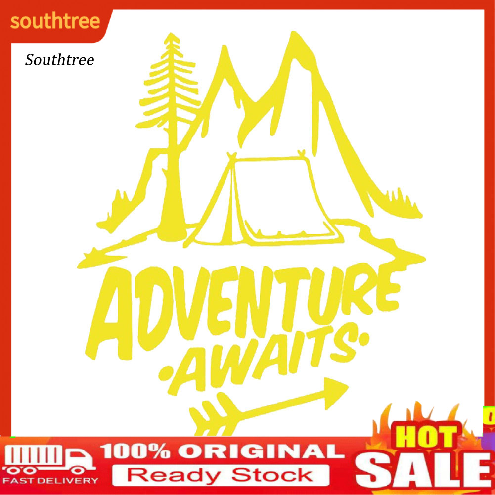 SOU_ Adventure Awaits Tree Tent Mountains Car Vehicle Reflective Decals ...