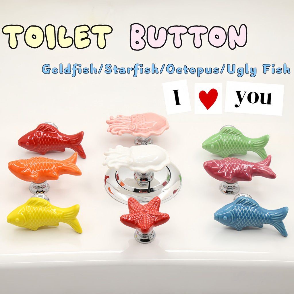 Starfish Ceramic Toilet Press Button Color Cartoon Creative Fashion ...