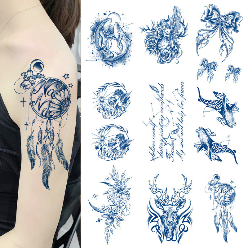 Herbal Juice Semi-permanent Tattoo Sticker Waterproof Realistic ...