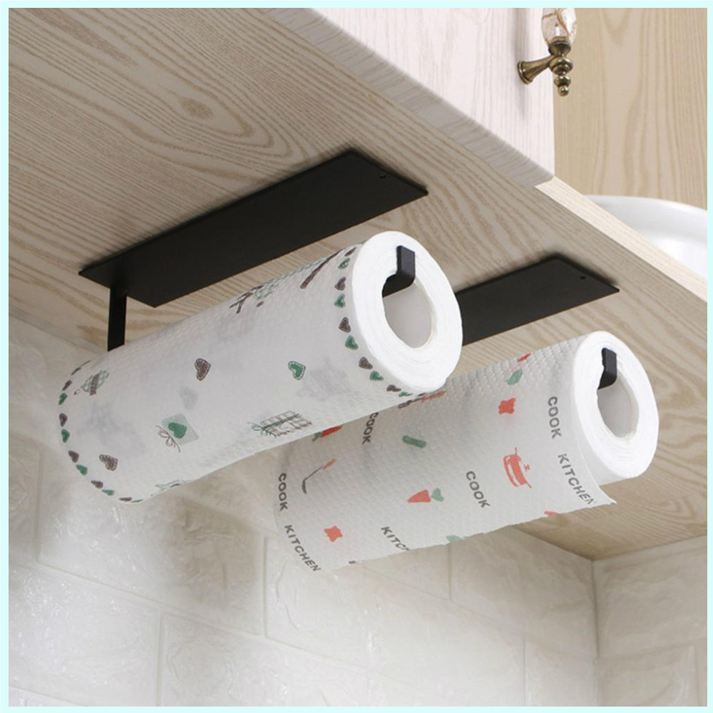 No-Punch Kitchen Paper Organiser Paper Roll Holder Rag Holder Cabinet ...