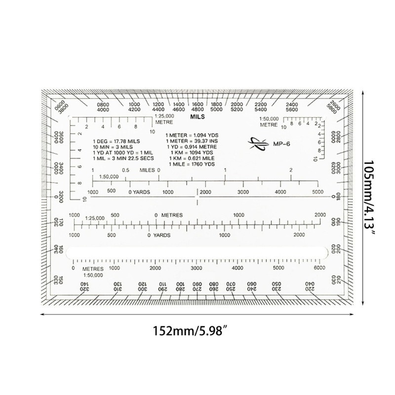 seng Clear Topographical Map Scale Military Protractor Plastic ...