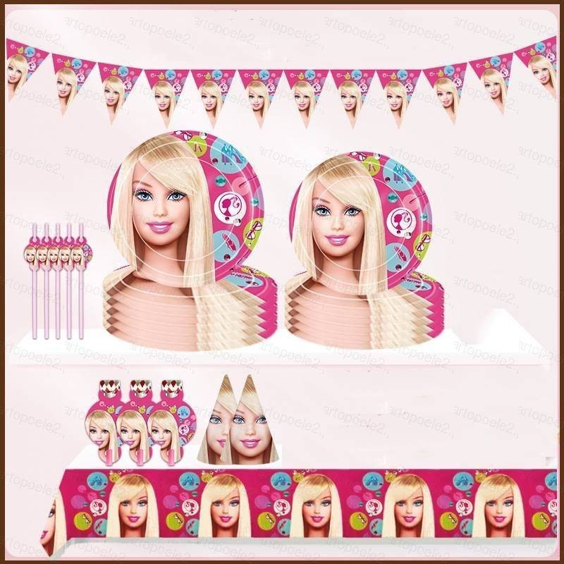 Kira Barbie Birthday Themed Party Set Decorative Tableware Paper Plates ...