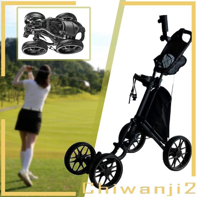 [Chiwanji2] Folding Golf Pull Carts 4 Wheel with Hand Brake Easy to