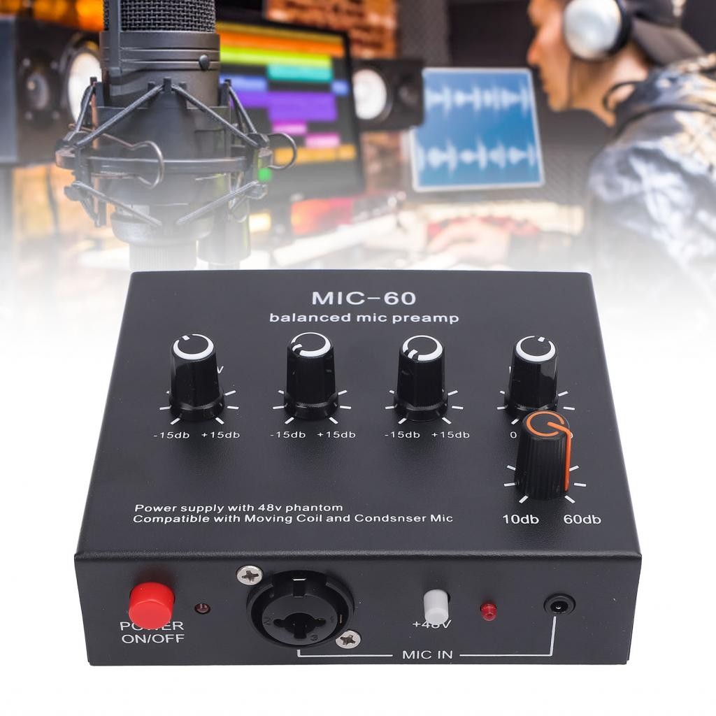 Mingxiu Microphone Preamp Enhance Sound Quality 48V Power XLR Output