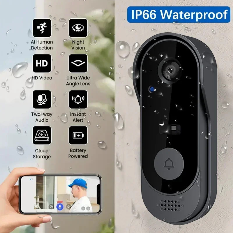 Video HD Wireless Waterproof Doorbell Camera Remote APP control Night