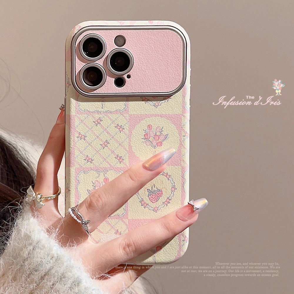 Ins Raspberry Flower Grid Silicone Case For Iphone 17 16 15 14 11 12 13 ...