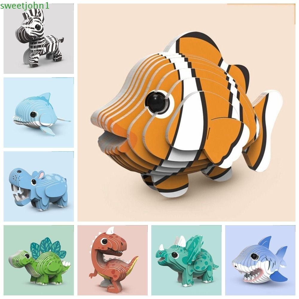 SWEETJOHN 3D Paper Puzzle Animal Model Toy, Dinosaur Giraffe Animal 3D ...