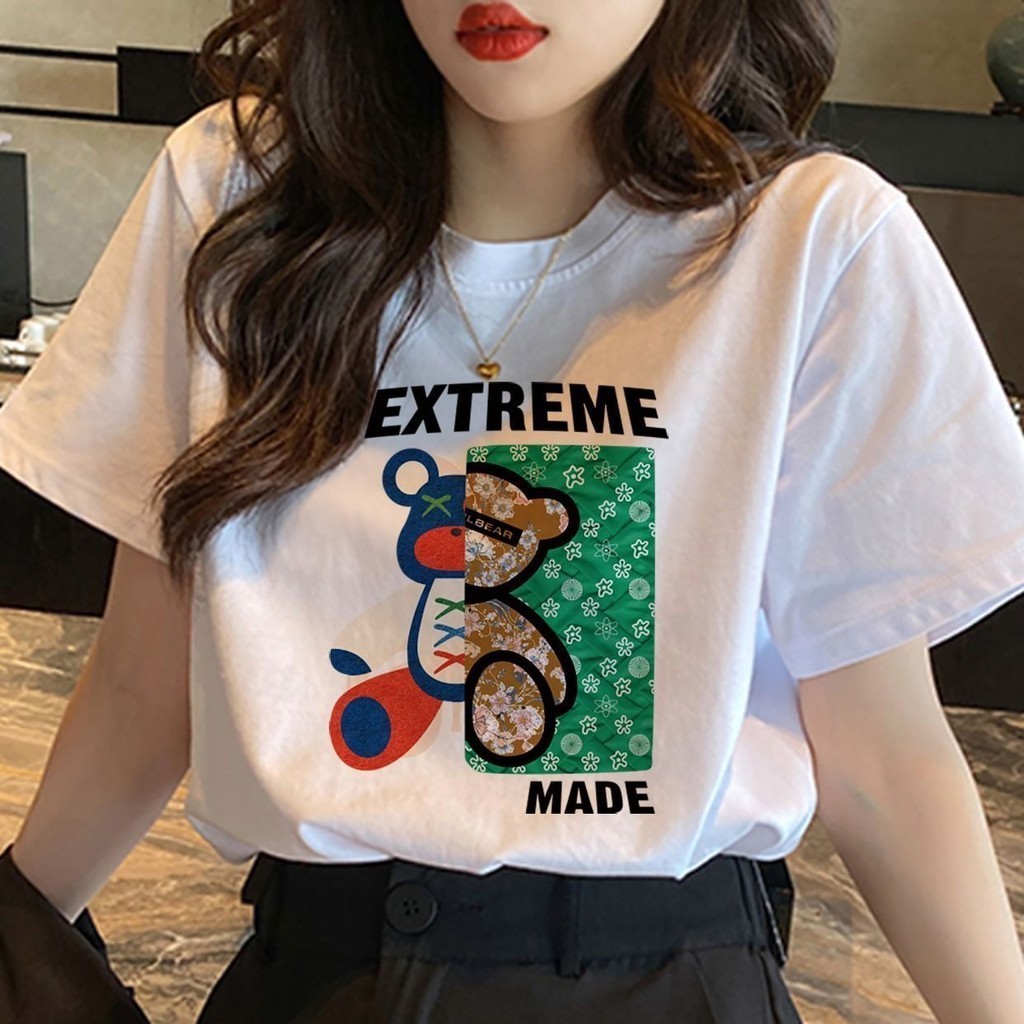 [quick Shipment] White Printed Short Sleeved T Shirt Women Korean Style