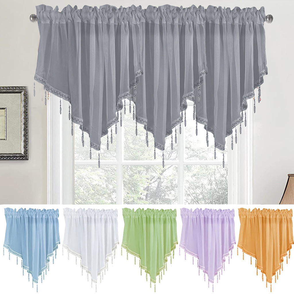 Solid Color with Hanging Crystal Beads Triangle Shape Kitchen Short ...