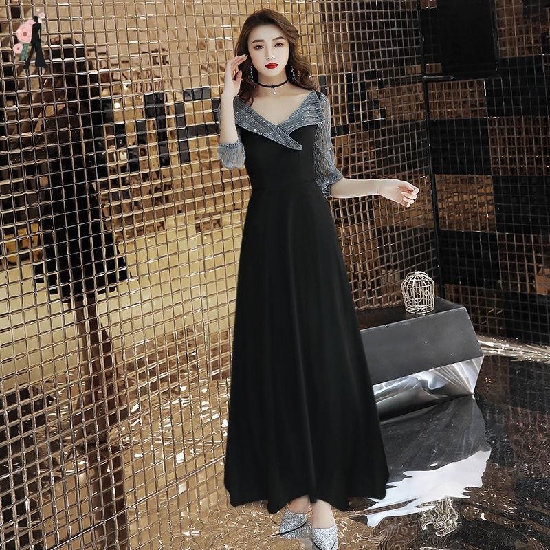 JS prom for beauty pageant Party banquet evening dress dinner gown black High end atmospheric elegant celebrity evening dress 2022 Liqiu new banquet temperament annual meeting sl Shopee Philippines