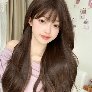 Mz-71 Wig Female Long Hair Natural Cool Brown Big Wave Long Curly Hair 