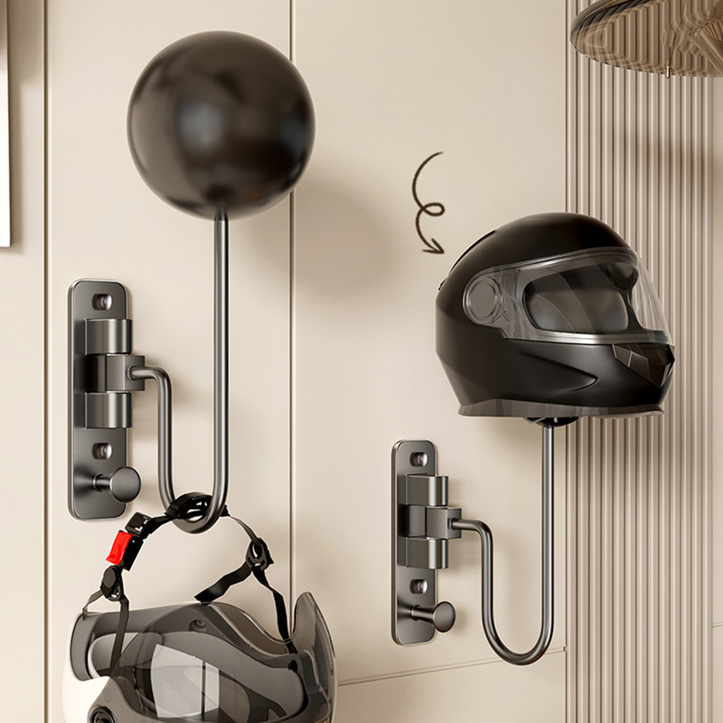 VCF Wall Mount Motorcycle Helmet Rack 180 Degrees Rotation Heavy Duty ...