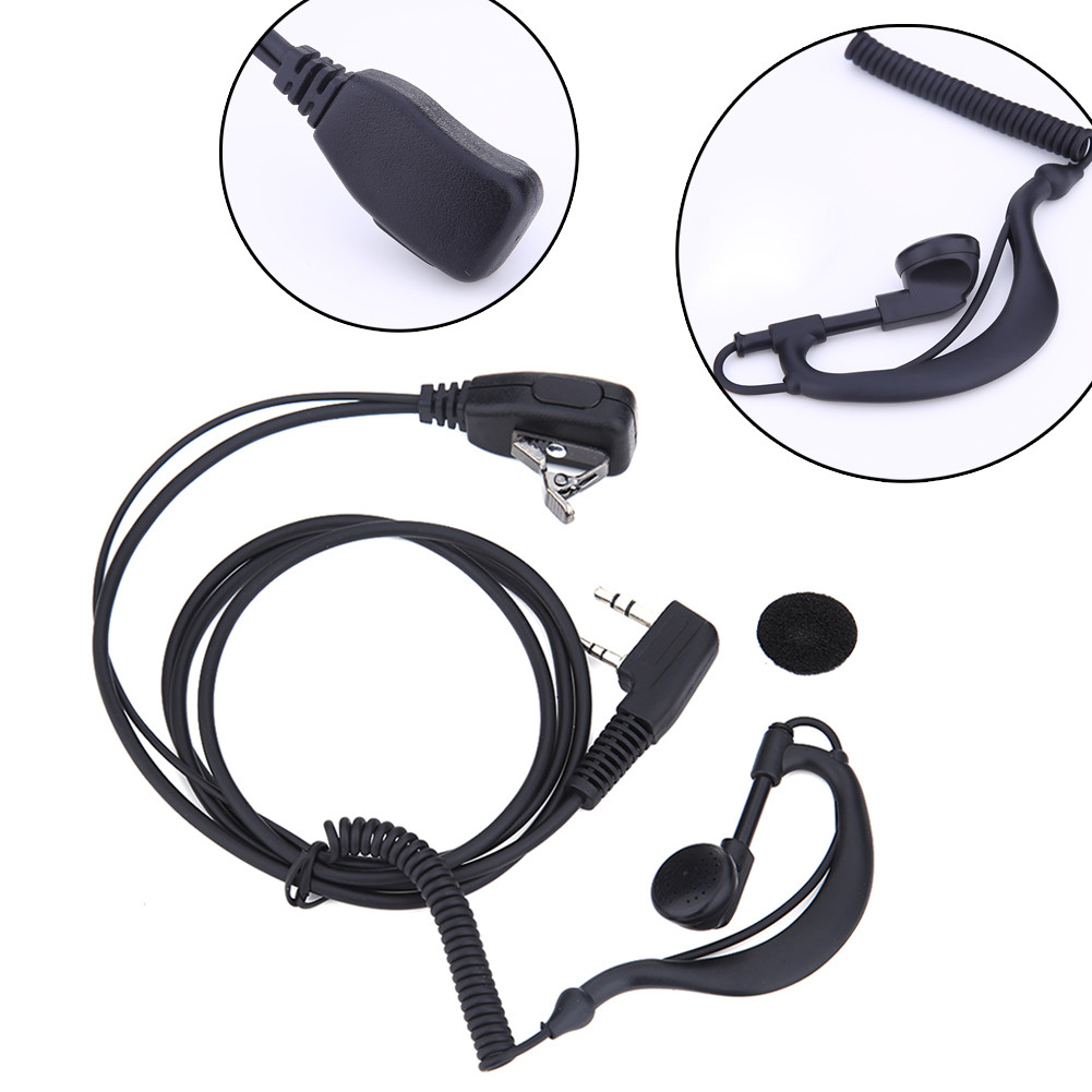 2 PIN Earpiece Headset PTT MIC Walkie Talkie Earbud for Baofeng UV5R ...