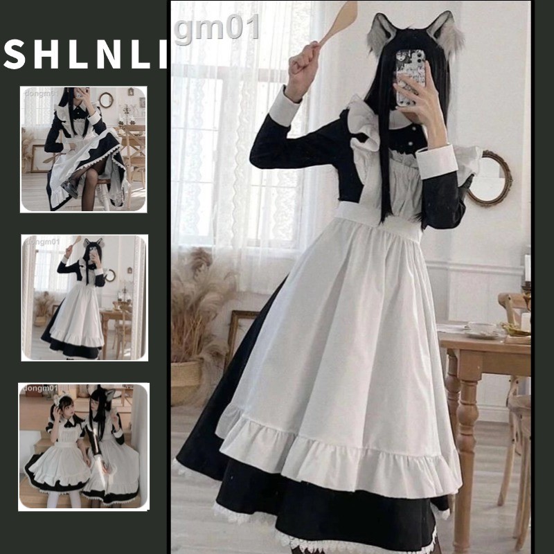 Spring and Summer Cosplay Button Back Maid Outfit Sweet Cute Collared ...