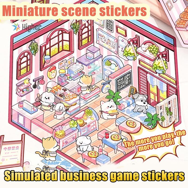 Higher＞ 1 Set Cartoon Restaurant Bakery Miniature Scene 3D House ...