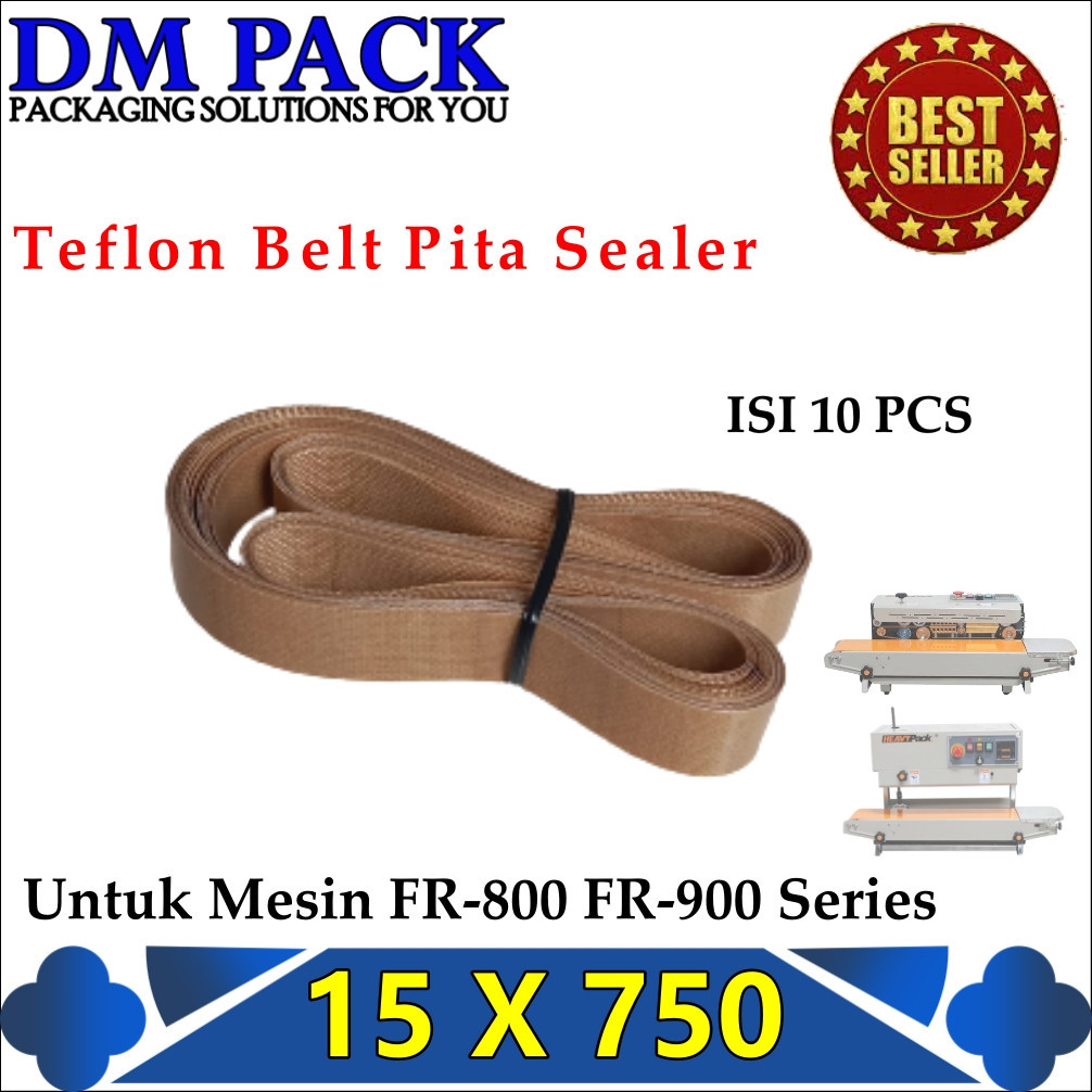 MESIN 10pcs TEFLON BELT/SEALING BELT 750x15 Spare Parts BAND SEALER