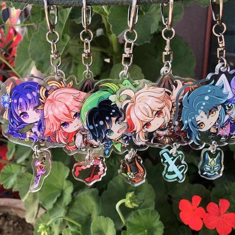 21 Styles Game Key Chain Ring Cute Yae Miko Wanderer Tartaglia Nahida ...