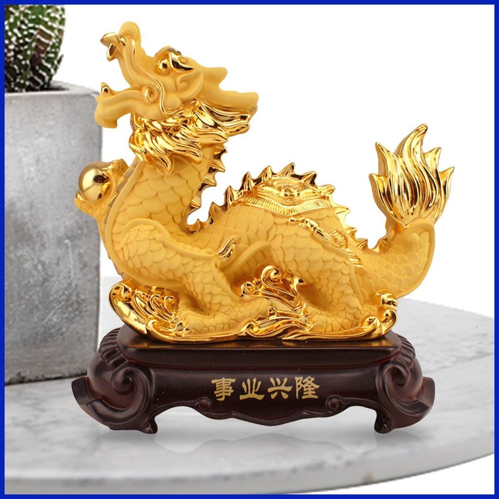 Golden Feng Shui Dragon Chinese Dragon Feng Shui Dragon Sculpture ...