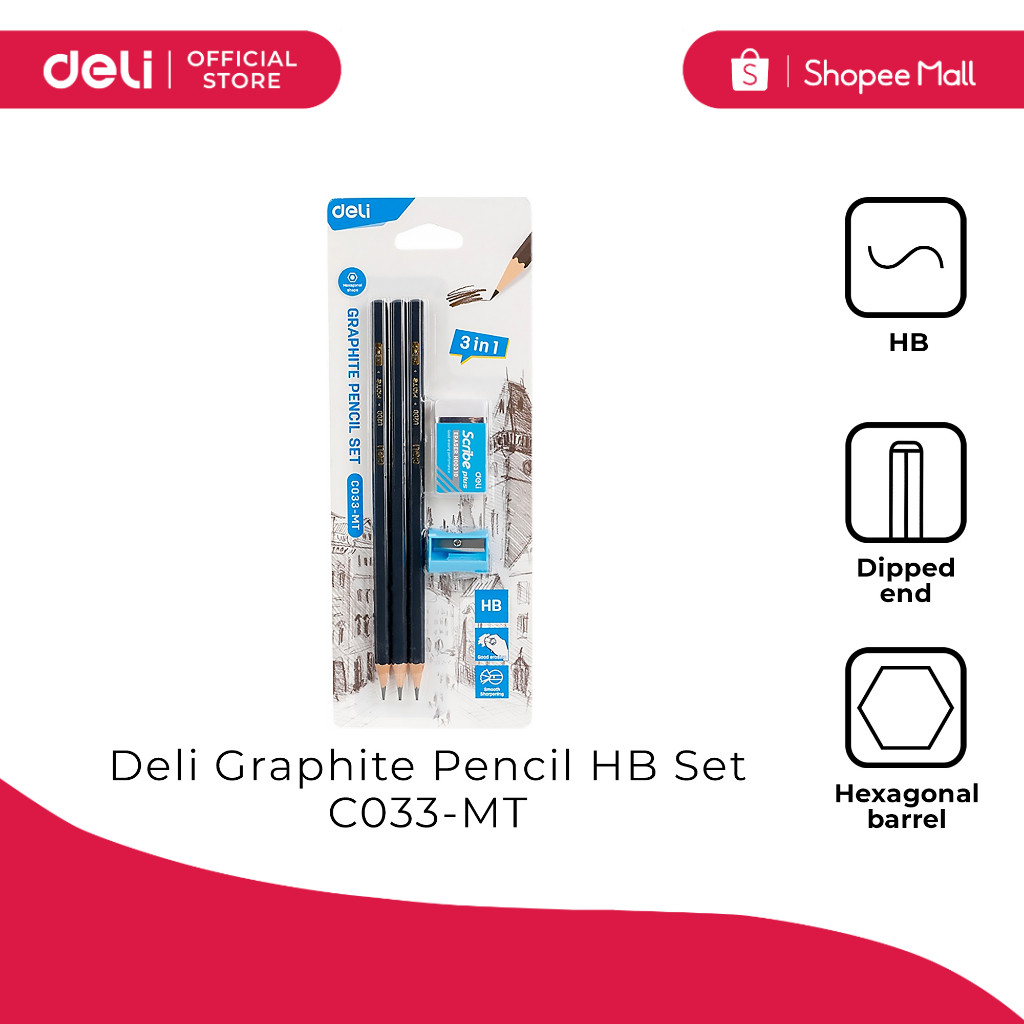 Deli c033 mt graphite pencil hb set shopee philippines