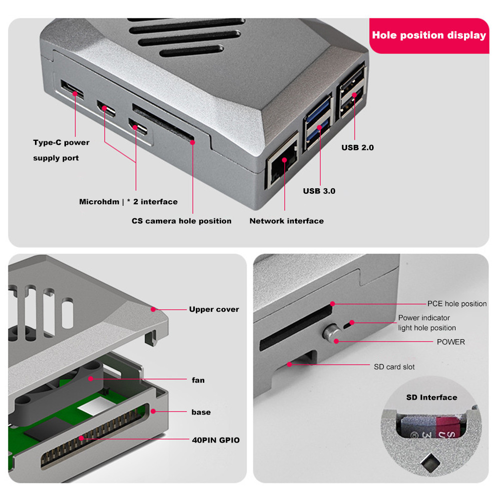 Silver Shadow Case with PWM Cooling Fan ABS Protective Shell for ...