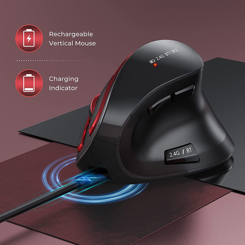JOMAA Bluetooth Mouse Wireless Rechargeable Multi-Device Mouse 2.4G ...