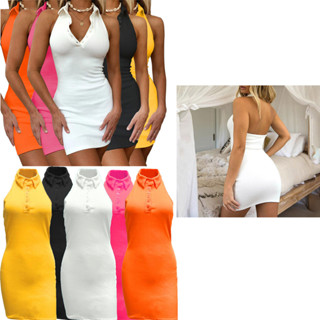 Backless Tennis Golf Dress with a Square Neckline