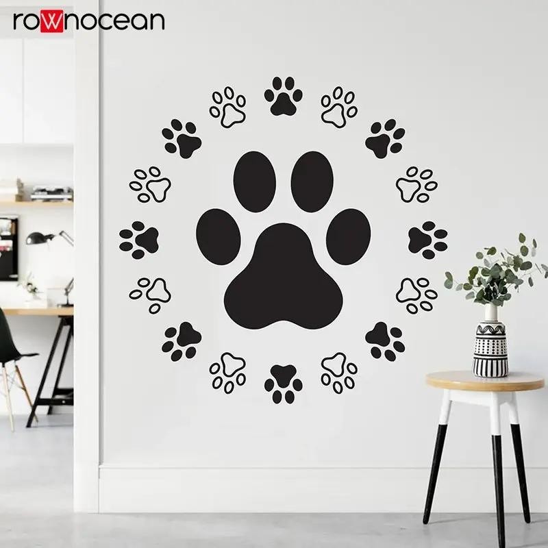 Dog Paw Vinyl Wall Sticker for Pet Shop Paw Print Glass Window Decal ...