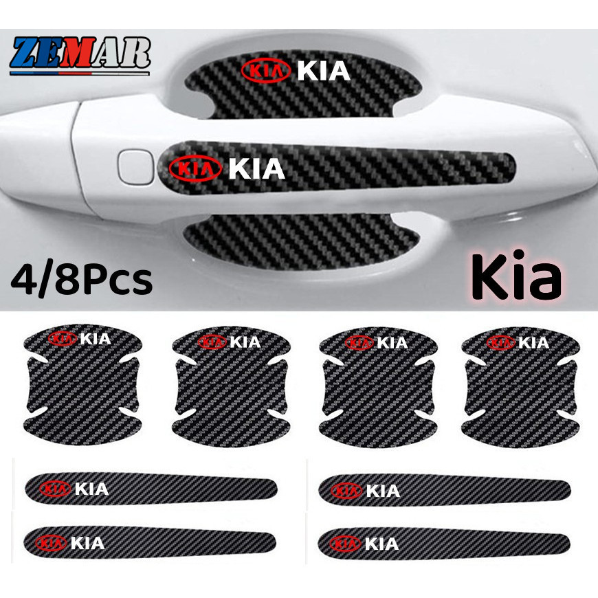 4/8Pcs Kia Carbon Fiber Car Sticker Carbon Fiber Protective Film Door ...