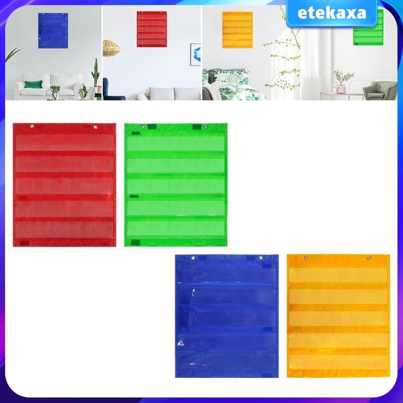 Classroom Pocket Chart, Learning Pocket Chart With 10 Transparent Pockets, Teaching Resources Pocket Chart, Squares Teaching Standard Pocket Chart For Teacher Supplies, 27.6X43.3 Inch (Blue - View #5