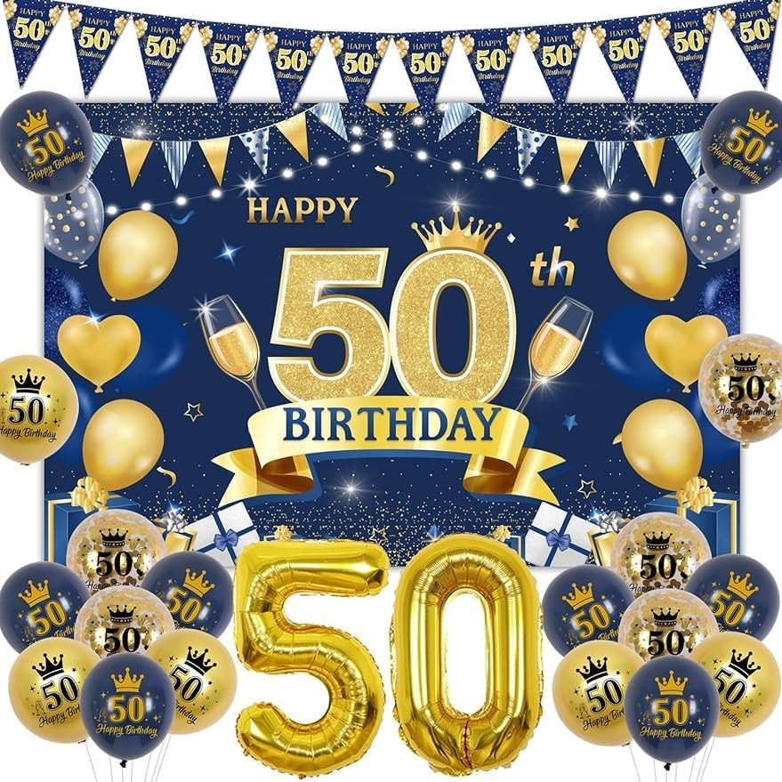 Happy 50th Birthday Banner Rose Gold – Fiftylicious Deko-Set Für Geburtstagsfeiern