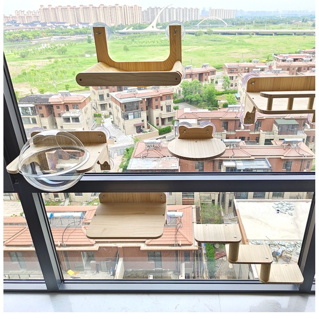 Sucker Solid Wood Cat Climbing Frame, Suspended Cat Wall, Cat Nest ...
