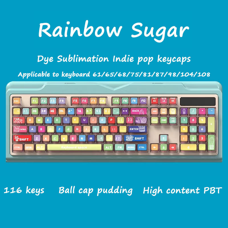 Rainbow Sugar Theme Pudding Translucent Keycaps 116 Keys ASA Profile ...