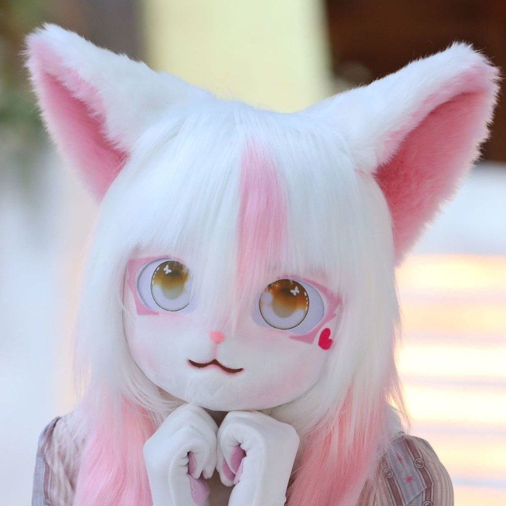 Kigurumi Fursuit Lolita Head Cover Plush Beast Cosplay Mask with ...