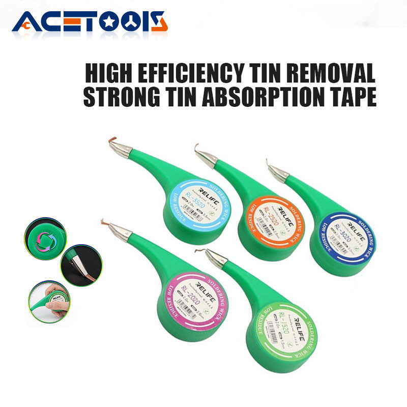 RELIFE Solder Wick No-Clean Copper Desoldering Braid Low Residue Tin ...