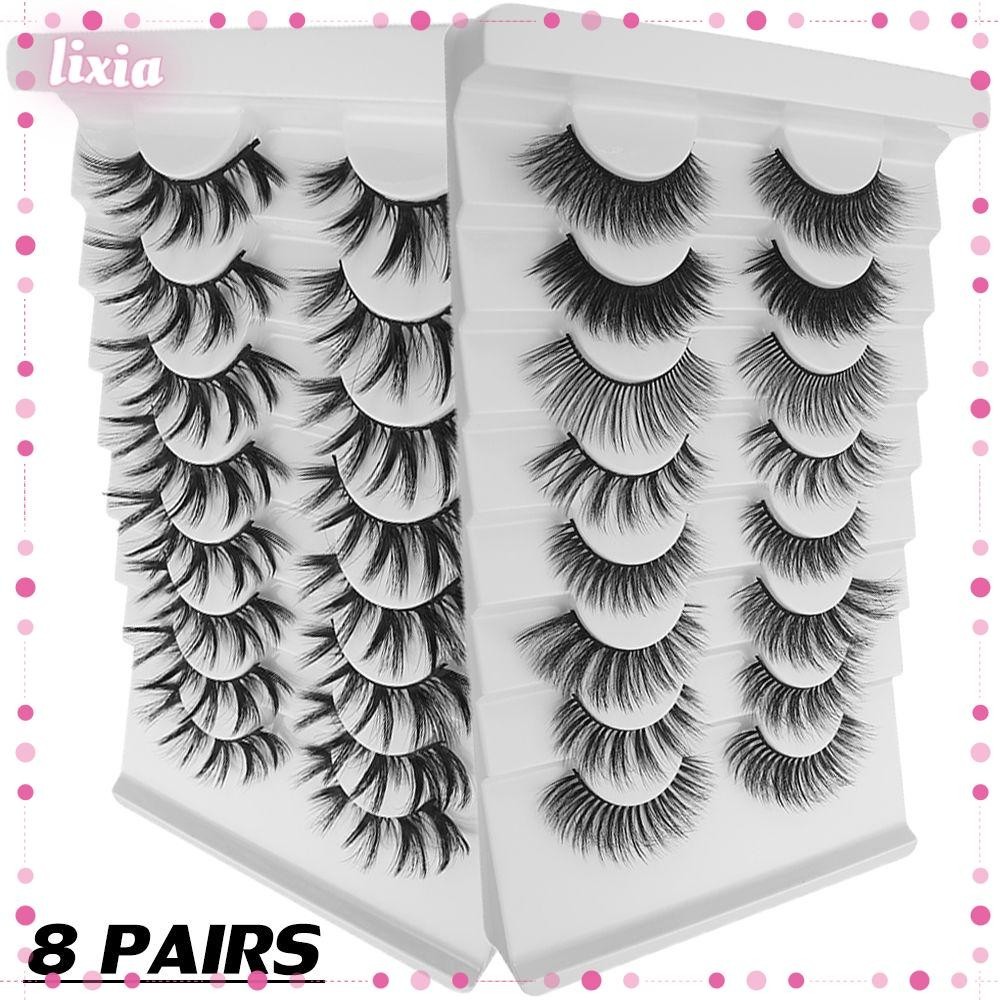 LIXIA SKONHED 8 Pairs False Eyelashes Women's Fashiopn Wispy Fluffy