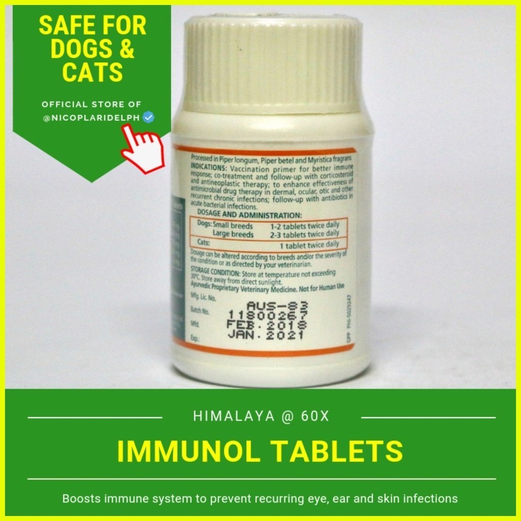 Himalaya Immunol Vet Tablets Immuno Modulator and Anti Infective for ...