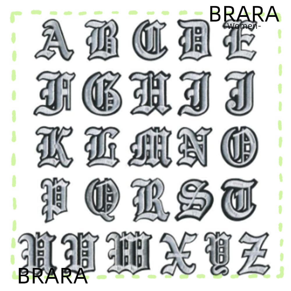 BRB Gothic Old English Iron on Letter Patches, White 2 Inches a-Z ...