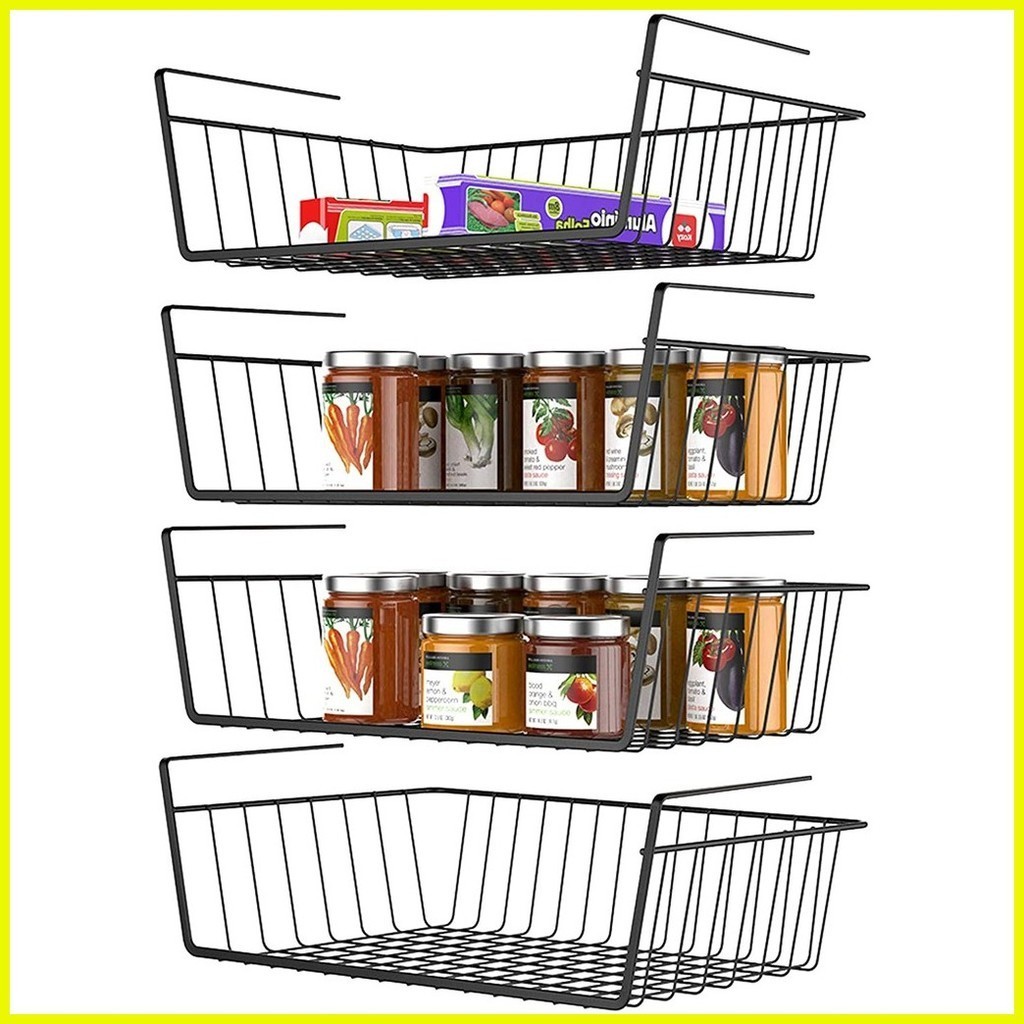 ☪ ℗ Under Shelf Table Storage Basket Rack Desk Wire Hanging