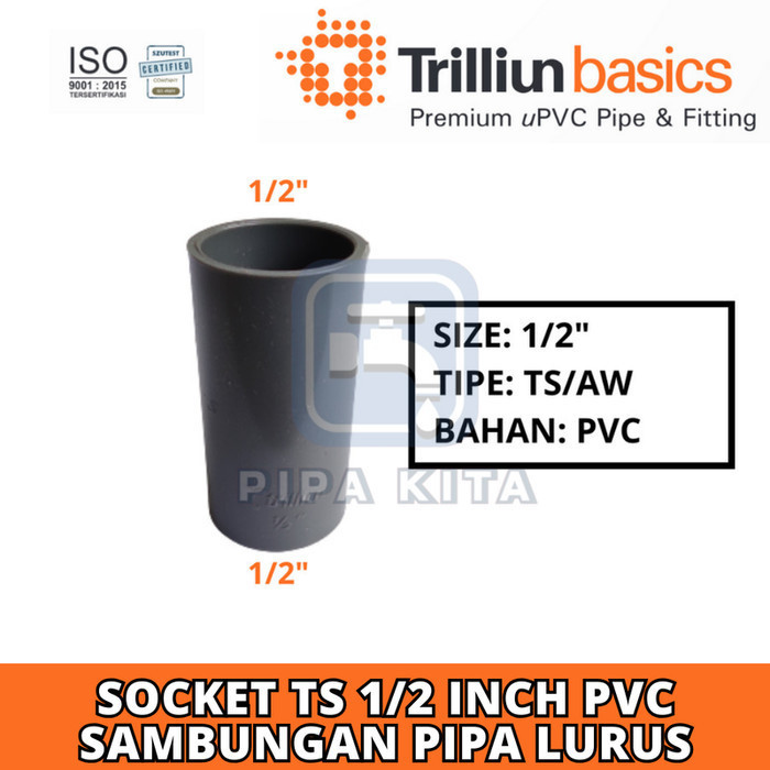 Socket TS 1/2 Inch TRILLION PVC Socket Socket Straight Connection Plain ...