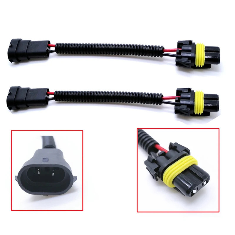 Adaptateur Prise 9005/9006 Mâle Vers H8/H9/H11 Femelle - 2 Pièces - Pour Phares Voiture, LED, Halogène